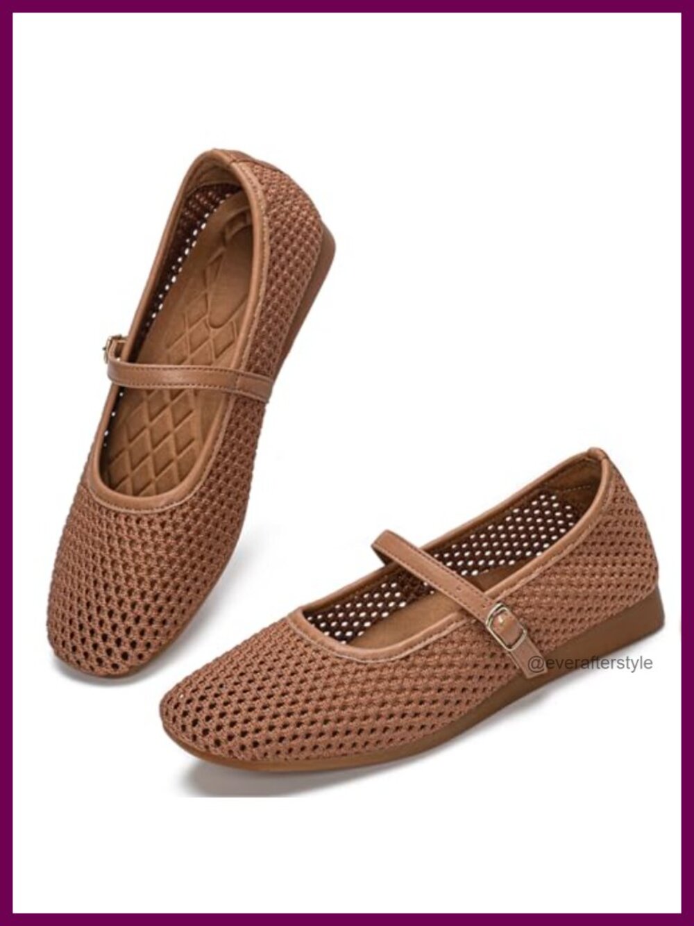 Women's Mesh Mary Jane Flats Square Toe Arch Support Washable Non Slip